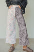 Retro Floral Leopard Patchwork Raw Hem Denim Jeans