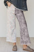 Retro Floral Leopard Patchwork Raw Hem Denim Jeans