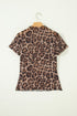 Retro Floral Mesh Short Sleeve Fitted Crew Neck Top
