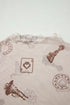 Retro Floral Mesh Short Sleeve Fitted Crew Neck Top