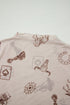 Retro Floral Mesh Short Sleeve Fitted Crew Neck Top