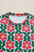 Retro Floral Mesh Short Sleeve Fitted Top