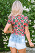 Retro Floral Mesh Short Sleeve Fitted Top