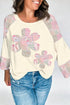 Retro Floral Patchwork Paneled Long Sleeve Top