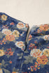 Retro Floral Print Bow Tie V Neck Denim Romper