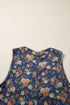 Retro Floral Print Bow Tie V Neck Denim Romper
