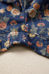 Retro Floral Print Bow Tie V Neck Denim Romper