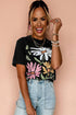 Retro Floral Print Crew Neck Short Sleeve Graphic Tee