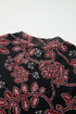 Retro Floral Print Long Sleeve Mesh Maxi Dress