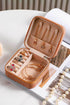 Retro Floral Print Portable Faux Leather Square Jewelry Box