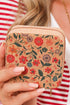 Retro Floral Print Portable Faux Leather Square Jewelry Box