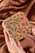 Retro Floral Print Portable Faux Leather Square Jewelry Box