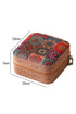 Retro Floral Print Portable Faux Leather Square Jewelry Box