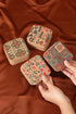 Retro Floral Print Portable Faux Leather Square Jewelry Box