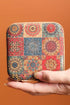 Retro Floral Print Portable Faux Leather Square Jewelry Box