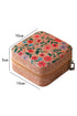 Retro Floral Print Portable Faux Leather Square Jewelry Box