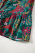 Retro Floral Print Ruffle Detail Belted Tiered Mini Dress