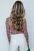 Retro Floral Print Sheer Long Sleeve Bodycon Top