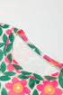 Retro Floral Print Sheer Long Sleeve Bodycon Top