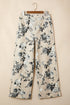 Retro Floral Print Turn Up Cuffed Hem Loose Jeans