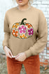 Retro Floral Pumpkin Graphic Crew Neck Sweatshirt