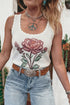 Retro Floral Scalloped Square Neck Knit Sweater Vest