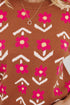 Retro Floral Short Sleeve Crew Neck Sweater