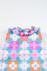 Retro Geometric Floral Split Neck Tiered Midi Dress