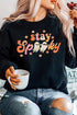 Retro Ghost Graphic Print Crew Neck Sweatshirt