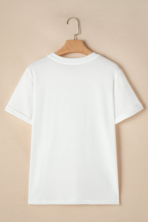 Retro Graphic Print Soft Cotton Jersey Crew Neck Tee
