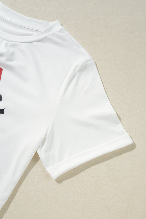 Retro Graphic Print Soft Cotton Jersey Crew Neck Tee