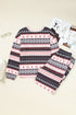 Retro Graphic Print Soft Knit Two Piece Lounge Set