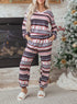 Retro Graphic Print Soft Knit Two Piece Lounge Set