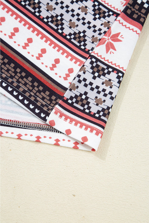 Retro Graphic Print Soft Knit Two Piece Lounge Set