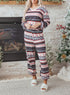 Retro Graphic Print Soft Knit Two Piece Lounge Set