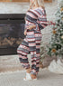 Retro Graphic Print Soft Knit Two Piece Lounge Set