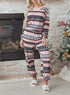 Retro Graphic Print Soft Knit Two Piece Lounge Set