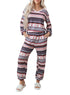 Retro Graphic Print Soft Knit Two Piece Lounge Set