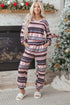 Retro Graphic Print Soft Knit Two Piece Lounge Set