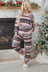 Retro Graphic Print Soft Knit Two Piece Lounge Set