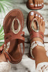 Retro Hollow Out Open Toe Faux Leather Slide Sandals