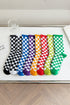 Retro Inspired Checkerboard Print Knit Tube Socks
