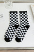 Retro Inspired Checkerboard Print Knit Tube Socks