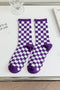 Retro Inspired Checkerboard Print Knit Tube Socks