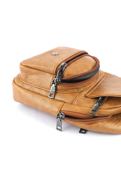 Retro Inspired Multi Compartment Faux Leather Sling Bag