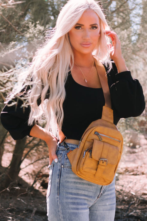 Retro Inspired Multi Compartment Faux Leather Sling Bag