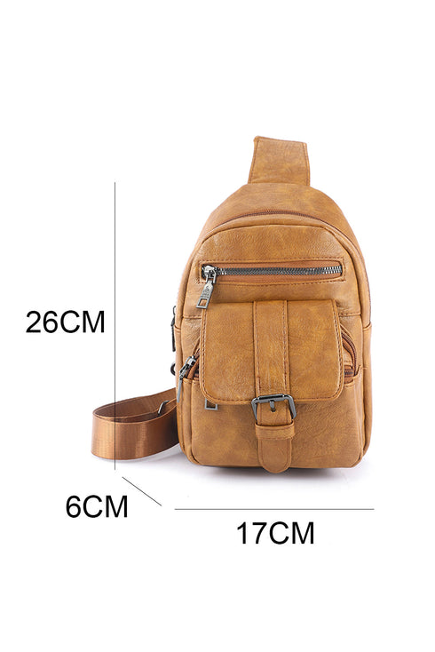 Retro Inspired Multi Compartment Faux Leather Sling Bag