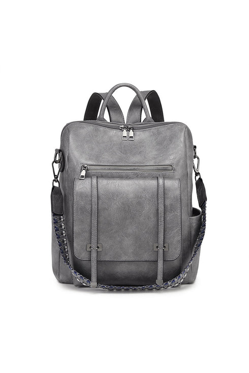 Retro Inspired Smooth Faux Leather Commuter Backpack