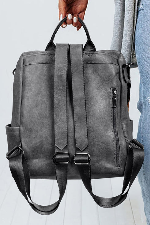 Retro Inspired Smooth Faux Leather Commuter Backpack