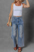 Retro Inspired Washed Pleated Detail High Waist Wide Leg Jeans